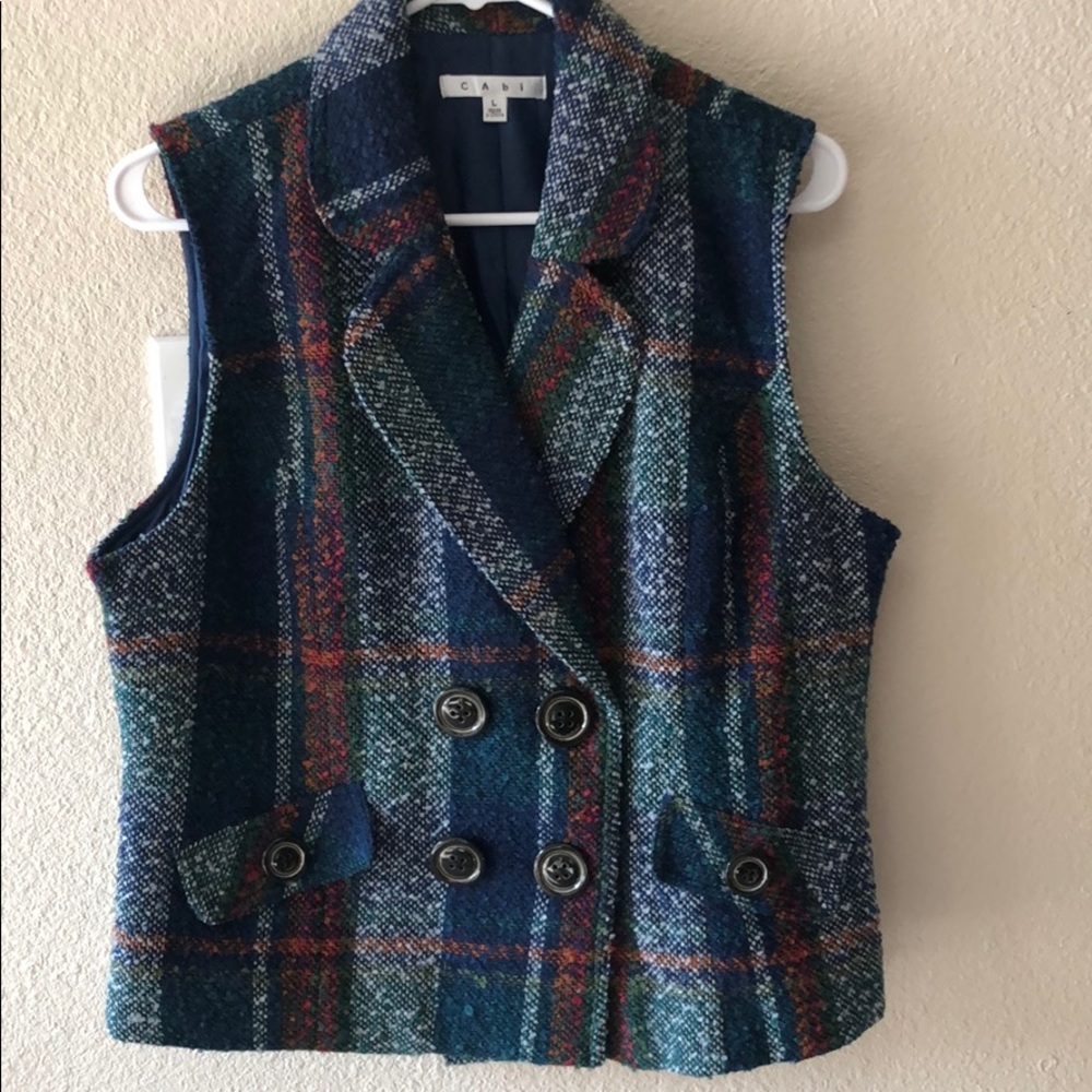 Cabi Multicolor Plaid Vest, Size L